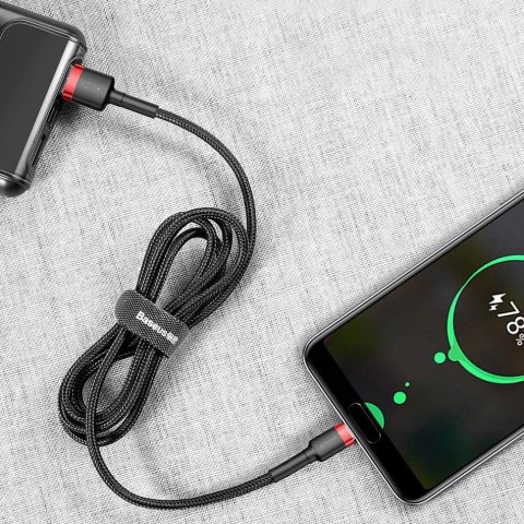 Baseus Cafule Cable wytrzymały nylonowy kabel przewód USB / USB-C QC3.0 2A 3M czerwony (CATKLF-U09) Baseus Cafule Cable wytrzymały nylonowy kabel przewód USB / USB-C QC3.0 2A 3M czerwony (CATKLF-U09)