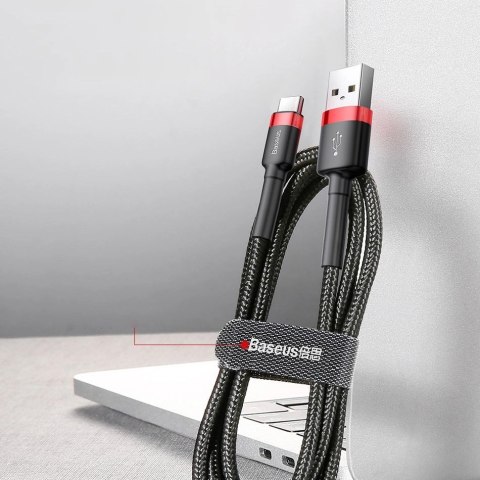 Baseus Cafule Cable wytrzymały nylonowy kabel przewód USB / USB-C QC3.0 2A 3M czerwony (CATKLF-U09) Baseus Cafule Cable wytrzymały nylonowy kabel przewód USB / USB-C QC3.0 2A 3M czerwony (CATKLF-U09)