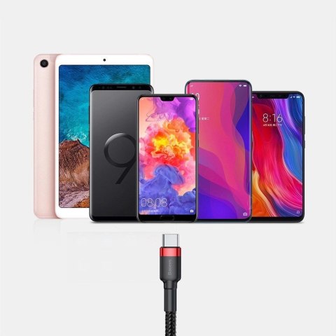 Baseus Cafule Cable wytrzymały nylonowy kabel przewód USB / USB-C QC3.0 2A 3M czerwony (CATKLF-U09) Baseus Cafule Cable wytrzymały nylonowy kabel przewód USB / USB-C QC3.0 2A 3M czerwony (CATKLF-U09)
