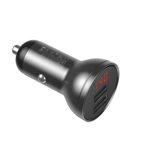Baseus ładowarka samochodowa 2x USB 4,8A 24W z LCD szary (CCBX-0G) Baseus ładowarka samochodowa 2x USB 4,8A 24W z LCD szary (CCBX-0G)