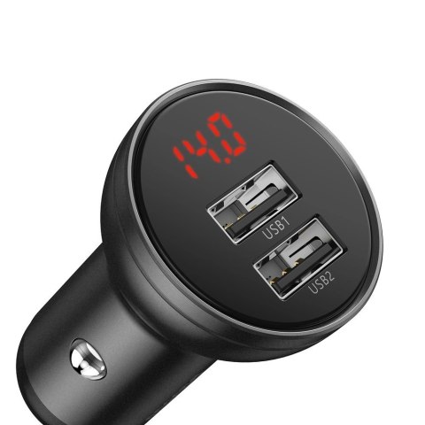 Baseus ładowarka samochodowa 2x USB 4,8A 24W z LCD szary (CCBX-0G) Baseus ładowarka samochodowa 2x USB 4,8A 24W z LCD szary (CCBX-0G)
