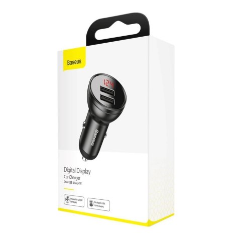 Baseus ładowarka samochodowa 2x USB 4,8A 24W z LCD szary (CCBX-0G) Baseus ładowarka samochodowa 2x USB 4,8A 24W z LCD szary (CCBX-0G)