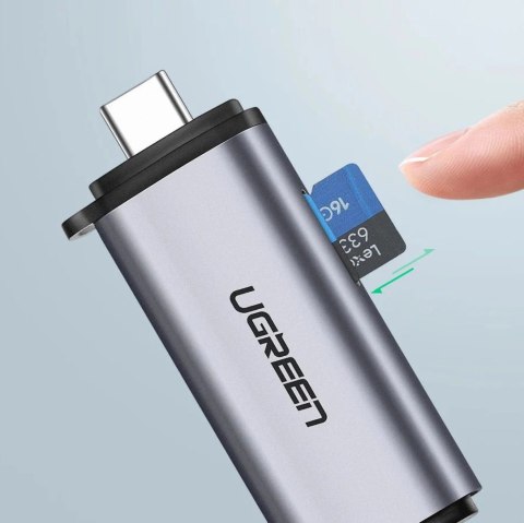 Czytnik Ugreen CM185 50706 do kart SD / micro SD na USB-A 3.0 / USB-C 3.0 - szary Czytnik Ugreen CM185 50706 do kart SD / micro SD na USB-A 3.0 / USB-C 3.0 - szary