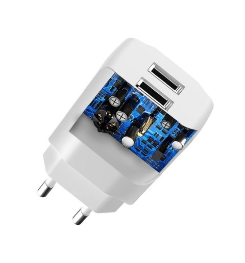 Dudao ładowarka sieciowa EU 2x USB 5V/2.4A + kabel micro USB biały (A2EU + Micro white) Dudao ładowarka sieciowa EU 2x USB 5V/2.4A + kabel micro USB biały (A2EU + Micro white)