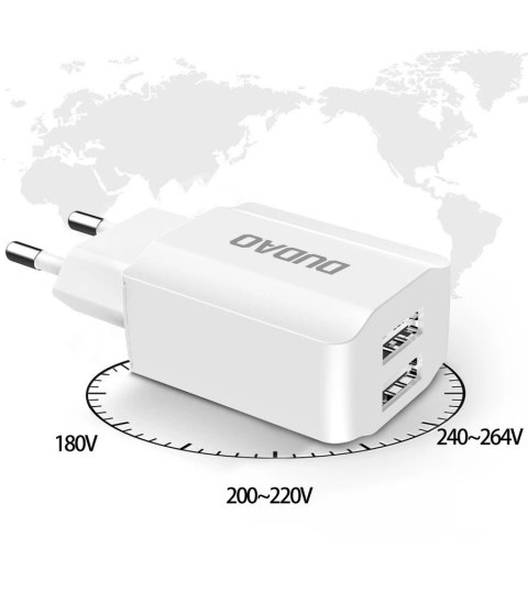 Dudao ładowarka sieciowa EU 2x USB 5V/2.4A + kabel micro USB biały (A2EU + Micro white) Dudao ładowarka sieciowa EU 2x USB 5V/2.4A + kabel micro USB biały (A2EU + Micro white)