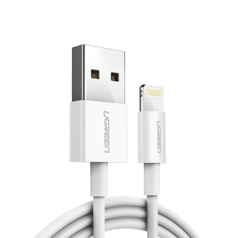 Kabel Ugreen US155 20728 USB-A / Lightning MFi 2.4A 1m - biały Kabel Ugreen US155 20728 USB-A / Lightning MFi 2.4A 1m - biały