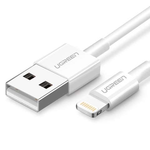 Kabel Ugreen US155 20728 USB-A / Lightning MFi 2.4A 1m - biały Kabel Ugreen US155 20728 USB-A / Lightning MFi 2.4A 1m - biały