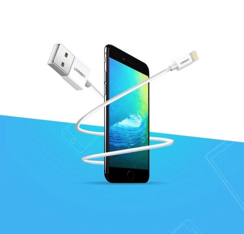 Kabel Ugreen US155 20728 USB-A / Lightning MFi 2.4A 1m - biały Kabel Ugreen US155 20728 USB-A / Lightning MFi 2.4A 1m - biały