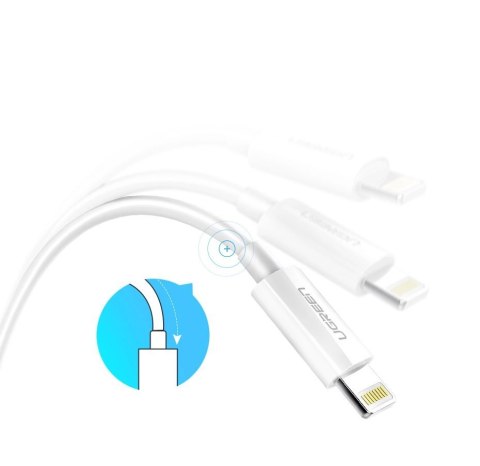 Kabel Ugreen US155 20728 USB-A / Lightning MFi 2.4A 1m - biały Kabel Ugreen US155 20728 USB-A / Lightning MFi 2.4A 1m - biały