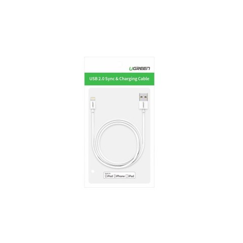 Kabel Ugreen US155 20728 USB-A / Lightning MFi 2.4A 1m - biały Kabel Ugreen US155 20728 USB-A / Lightning MFi 2.4A 1m - biały