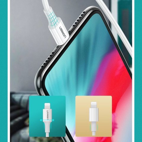 Kabel Ugreen US171 Lightning - USB-C MFi PD 20W 480Mb/s 1m - biały Kabel Ugreen US171 Lightning - USB-C MFi PD 20W 480Mb/s 1m - biały