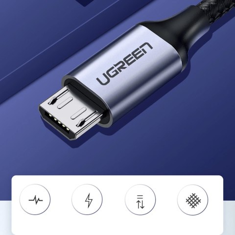 Kabel Ugreen US290 60148 USB-A / micro USB 2.4A 2m - szary Kabel Ugreen US290 60148 USB-A / micro USB 2.4A 2m - szary