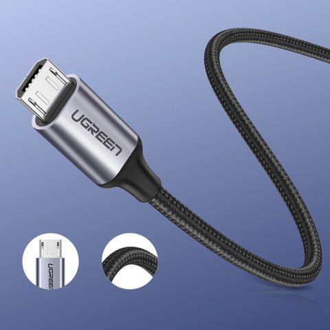 Kabel Ugreen US290 60148 USB-A / micro USB 2.4A 2m - szary Kabel Ugreen US290 60148 USB-A / micro USB 2.4A 2m - szary