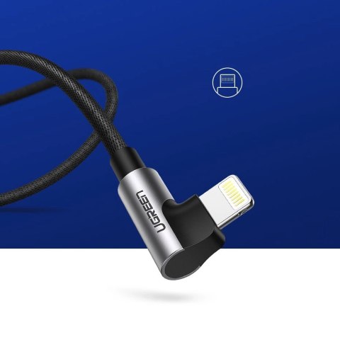 Kabel Ugreen US299 60521 kątowy Lightning / USB-A MFi 2.4A 1m - czarny Kabel Ugreen US299 60521 kątowy Lightning / USB-A MFi 2.4A 1m - czarny