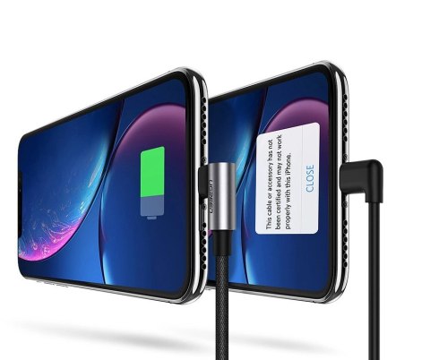 Kabel Ugreen US299 60521 kątowy Lightning / USB-A MFi 2.4A 1m - czarny Kabel Ugreen US299 60521 kątowy Lightning / USB-A MFi 2.4A 1m - czarny