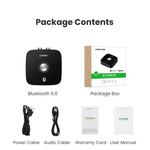 Ugreen adapter odbiornik Bluetooth 5.1 aptX 2RCA / 3,5 mm mini jack czarny (40759) Ugreen adapter odbiornik Bluetooth 5.1 aptX 2RCA / 3,5 mm mini jack czarny (40759)