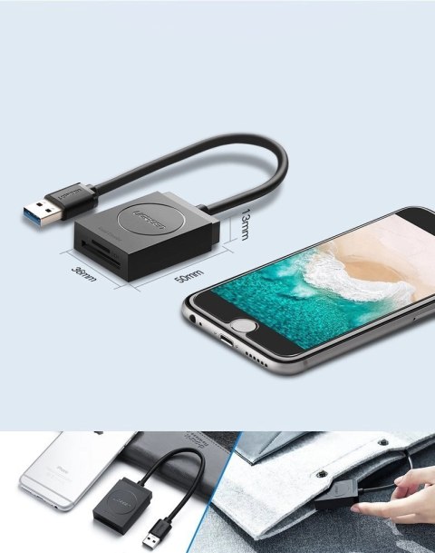 Ugreen czytnik kart SD / micro SD na USB 3.0 czarny (CR127 20250) Ugreen czytnik kart SD / micro SD na USB 3.0 czarny (CR127 20250)