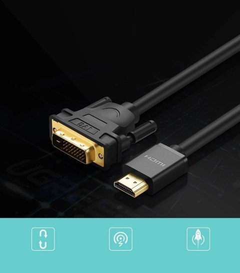 Ugreen kabel przewód HDMI - DVI 4K 60Hz 30AWG 1m czarny (30116) Ugreen kabel przewód HDMI - DVI 4K 60Hz 30AWG 1m czarny (30116)