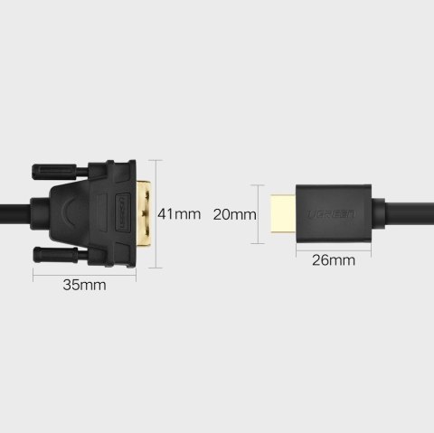 Ugreen kabel przewód HDMI - DVI 4K 60Hz 30AWG 1m czarny (30116) Ugreen kabel przewód HDMI - DVI 4K 60Hz 30AWG 1m czarny (30116)