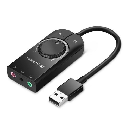Ugreen zewnętrzna karta dzwiękowa muzyczna adapter USB - 3,5 mm mini jack z regulacją głośnościc 15cm czarny (40964) Ugreen zewnętrzna karta dzwiękowa muzyczna adapter USB - 3,5 mm mini jack z regulacją głośnościc 15cm czarny (40964)