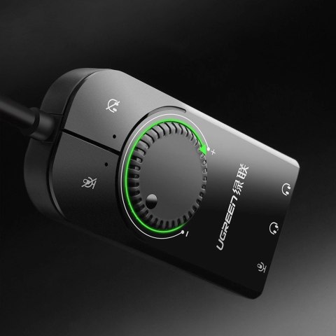 Ugreen zewnętrzna karta dzwiękowa muzyczna adapter USB - 3,5 mm mini jack z regulacją głośnościc 15cm czarny (40964) Ugreen zewnętrzna karta dzwiękowa muzyczna adapter USB - 3,5 mm mini jack z regulacją głośnościc 15cm czarny (40964)