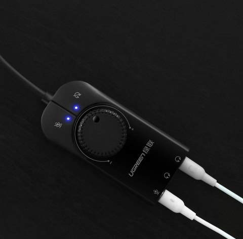 Ugreen zewnętrzna karta dzwiękowa muzyczna adapter USB - 3,5 mm mini jack z regulacją głośnościc 15cm czarny (40964) Ugreen zewnętrzna karta dzwiękowa muzyczna adapter USB - 3,5 mm mini jack z regulacją głośnościc 15cm czarny (40964)