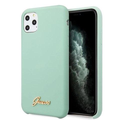 Etui Guess Silicone Vintage Gold Logo na iPhone 11 Pro Max - zielone Etui Guess Silicone Vintage Gold Logo na iPhone 11 Pro Max - zielone