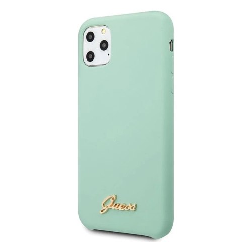 Etui Guess Silicone Vintage Gold Logo na iPhone 11 Pro Max - zielone Etui Guess Silicone Vintage Gold Logo na iPhone 11 Pro Max - zielone