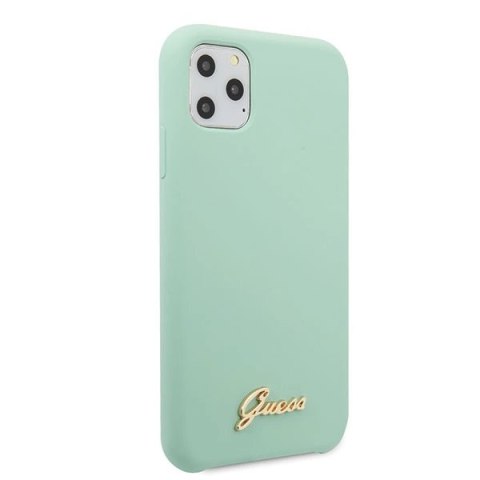 Etui Guess Silicone Vintage Gold Logo na iPhone 11 Pro Max - zielone Etui Guess Silicone Vintage Gold Logo na iPhone 11 Pro Max - zielone