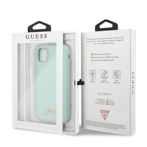 Etui Guess Silicone Vintage Gold Logo na iPhone 11 Pro Max - zielone Etui Guess Silicone Vintage Gold Logo na iPhone 11 Pro Max - zielone