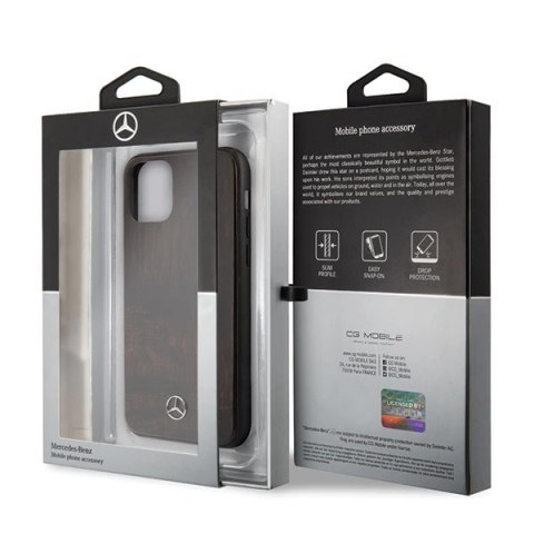 Etui Mercedes Wood Line Rosewood na iPhone 11 Pro Max - brązowe Etui Mercedes Wood Line Rosewood na iPhone 11 Pro Max - brązowe