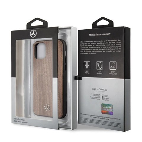 Etui Mercedes Wood Line Walnut na iPhone 11 Pro Max - brązowe Etui Mercedes Wood Line Walnut na iPhone 11 Pro Max - brązowe