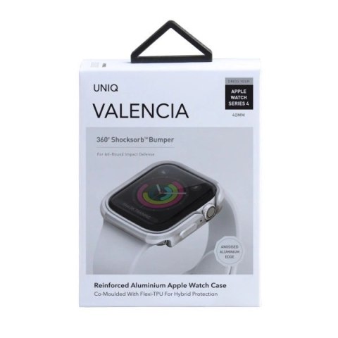 Etui UNIQ Valencia na Apple Watch 4 / 5 / 6 / SE 40mm - srebrne Etui UNIQ Valencia na Apple Watch 4 / 5 / 6 / SE 40mm - srebrne