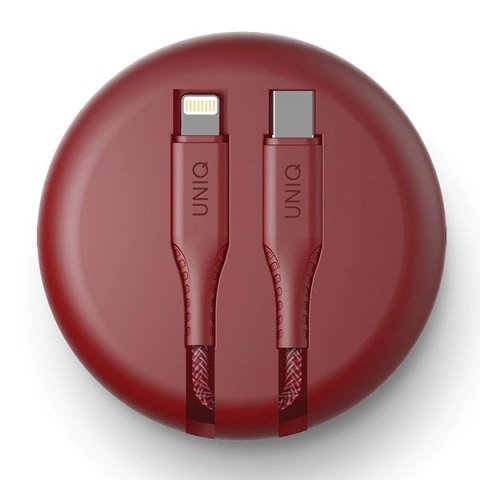 Kabel MFi UNIQ Halo USB-C / Lightning 18W nylonowy zwijany 1,2m - czerwony