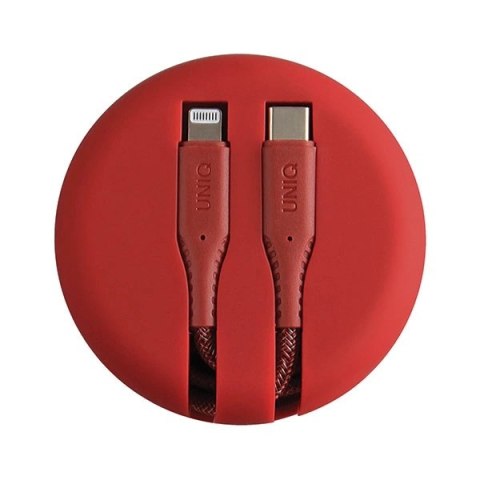Kabel MFi UNIQ Halo USB-C / Lightning 18W nylonowy zwijany 1,2m - czerwony