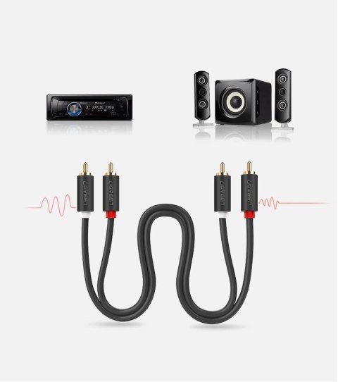 Kabel Ugreen AV104 10520 audio 2RCA (męski) / 2RCA (męski) 5m - szary Kabel Ugreen AV104 10520 audio 2RCA (męski) / 2RCA (męski) 5m - szary
