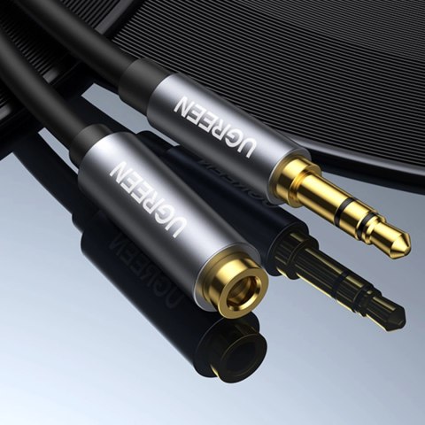 Kabel Ugreen AV118 10592 mini jack 3,5 mm (męski) / mini jack 3,5 mm (żeński) 1m - srebrny Kabel Ugreen AV118 10592 mini jack 3,5 mm (męski) / mini jack 3,5 mm (żeński) 1m - srebrny