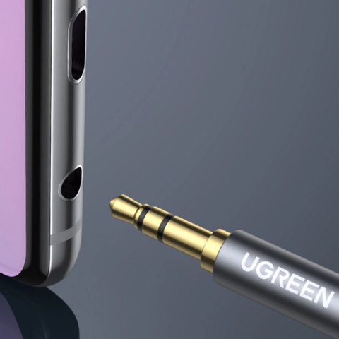 Kabel Ugreen AV118 10592 mini jack 3,5 mm (męski) / mini jack 3,5 mm (żeński) 1m - srebrny Kabel Ugreen AV118 10592 mini jack 3,5 mm (męski) / mini jack 3,5 mm (żeński) 1m - srebrny