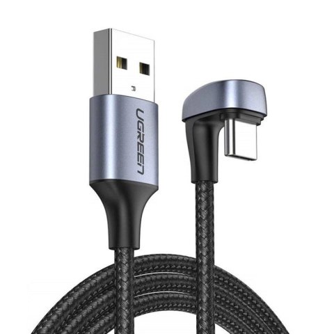 Ugreen nylonowy kątowy kabel przewód USB - USB Typ C 2 m 3 A 18 W Quick Charge AFC FCP dla graczy szary (70315) Ugreen nylonowy kątowy kabel przewód USB - USB Typ C 2 m 3 A 18 W Quick Charge AFC FCP dla graczy szary (70315)