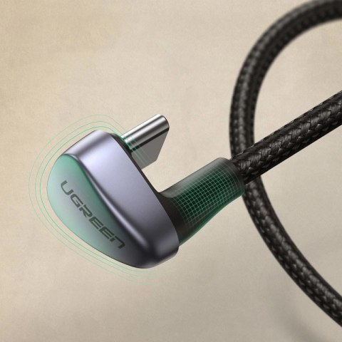 Ugreen nylonowy kątowy kabel przewód USB - USB Typ C 2 m 3 A 18 W Quick Charge AFC FCP dla graczy szary (70315) Ugreen nylonowy kątowy kabel przewód USB - USB Typ C 2 m 3 A 18 W Quick Charge AFC FCP dla graczy szary (70315)