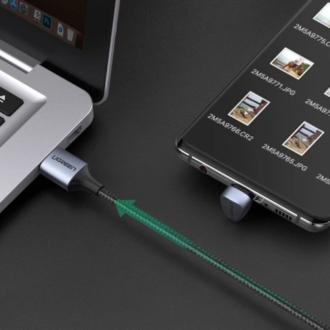 Ugreen nylonowy kątowy kabel przewód USB - USB Typ C 2 m 3 A 18 W Quick Charge AFC FCP dla graczy szary (70315) Ugreen nylonowy kątowy kabel przewód USB - USB Typ C 2 m 3 A 18 W Quick Charge AFC FCP dla graczy szary (70315)
