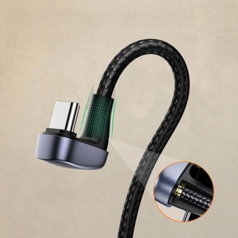 Ugreen nylonowy kątowy kabel przewód USB - USB Typ C 2 m 3 A 18 W Quick Charge AFC FCP dla graczy szary (70315) Ugreen nylonowy kątowy kabel przewód USB - USB Typ C 2 m 3 A 18 W Quick Charge AFC FCP dla graczy szary (70315)
