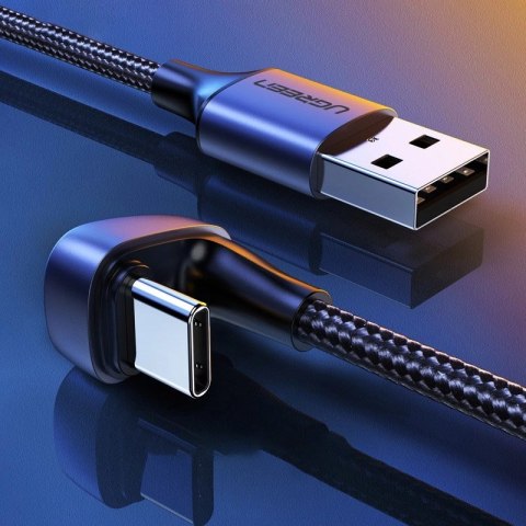 Ugreen nylonowy kątowy kabel przewód USB - USB Typ C 2 m 3 A 18 W Quick Charge AFC FCP dla graczy szary (70315) Ugreen nylonowy kątowy kabel przewód USB - USB Typ C 2 m 3 A 18 W Quick Charge AFC FCP dla graczy szary (70315)