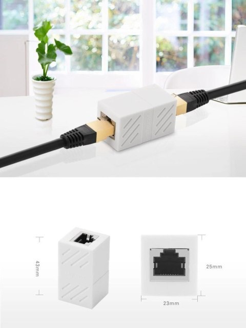 Ugreen złączka łącznik kabli sieciowych złączka sieciowa RJ45 biały (NW114 20311)