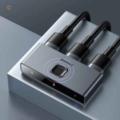 Baseus dwukierunkowy przełącznik rozdzielacz splitter switcher HDMI - 2x HDMI 4K / 30 Hz szary (CAHUB-BC0G) Baseus dwukierunkowy przełącznik rozdzielacz splitter switcher HDMI - 2x HDMI 4K / 30 Hz szary (CAHUB-BC0G)