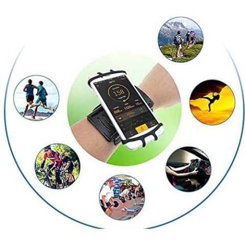 Etui opaska sportowa na nadgarstek armband do biegania na telefon do 6'' cali czarny