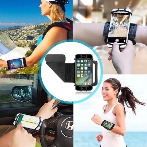 Etui opaska sportowa na nadgarstek armband do biegania na telefon do 6'' cali czarny