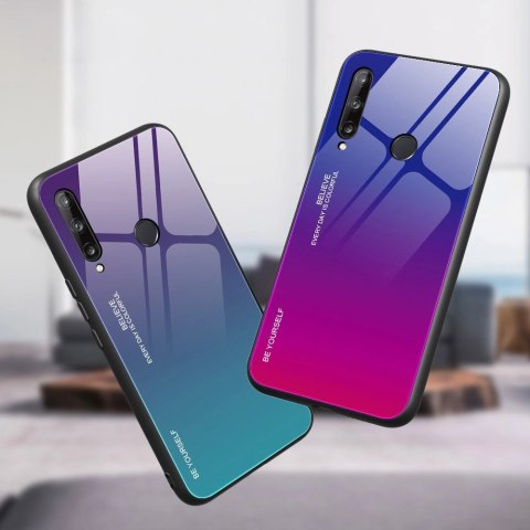 Gradient Glass etui pokrowiec nakładka ze szkła hartowanego Huawei P40 Lite E różowo-fioletowy Gradient Glass etui pokrowiec nakładka ze szkła hartowanego Huawei P40 Lite E różowo-fioletowy