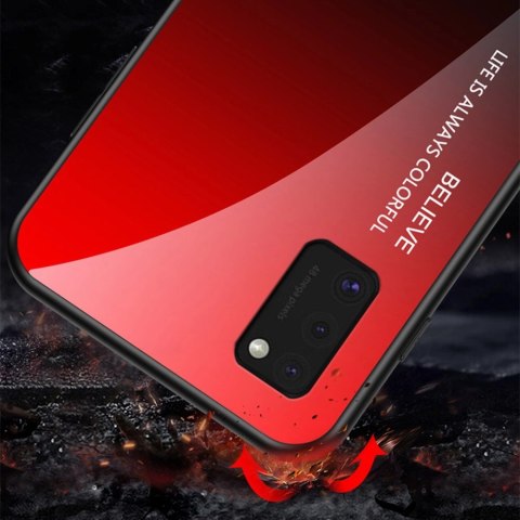 Gradient Glass etui pokrowiec nakładka ze szkła hartowanego Samsung Galaxy A41 czarno-czerwony Gradient Glass etui pokrowiec nakładka ze szkła hartowanego Samsung Galaxy A41 czarno-czerwony