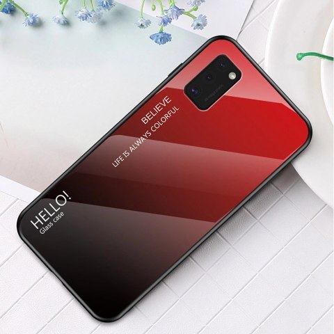Gradient Glass etui pokrowiec nakładka ze szkła hartowanego Samsung Galaxy A41 czarno-czerwony Gradient Glass etui pokrowiec nakładka ze szkła hartowanego Samsung Galaxy A41 czarno-czerwony